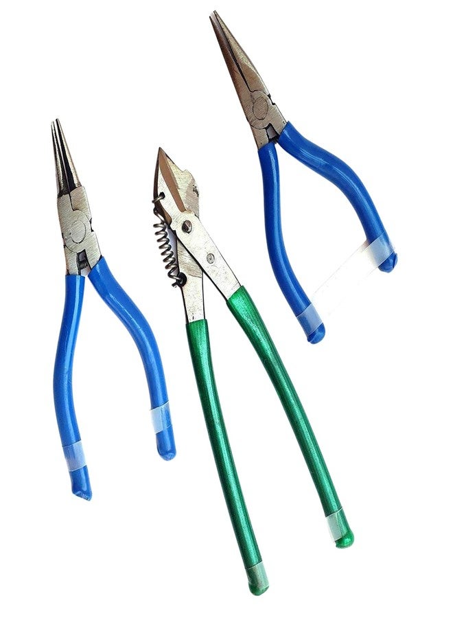 TOOLBUX Silk Thread Jewellery Making Pliers and Cutter 3-Pcs. Combo - Multicolour | Precision Jewellery Tools for Crafting | Essential Pliers and Cutter Set for DIY Jewellery - Image 1